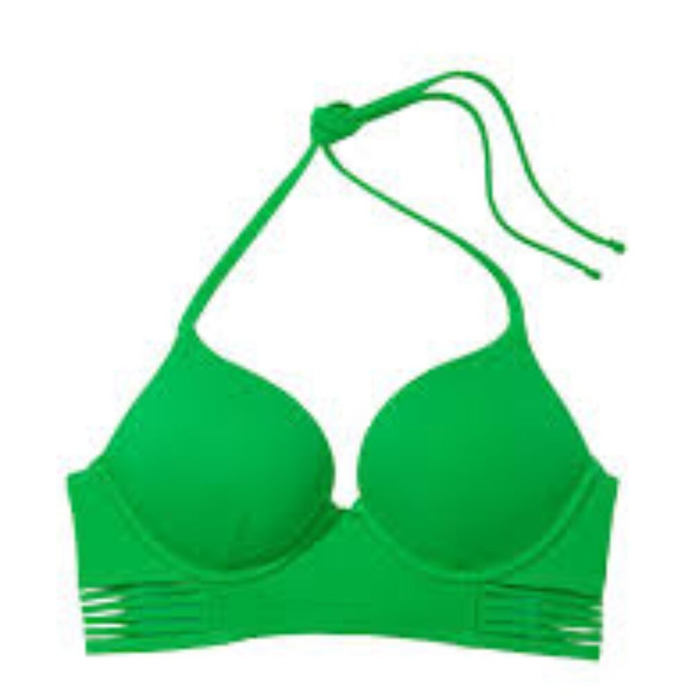 Archives Swim Bombshell Push-Up Longline Bikini Top Green Size 32D